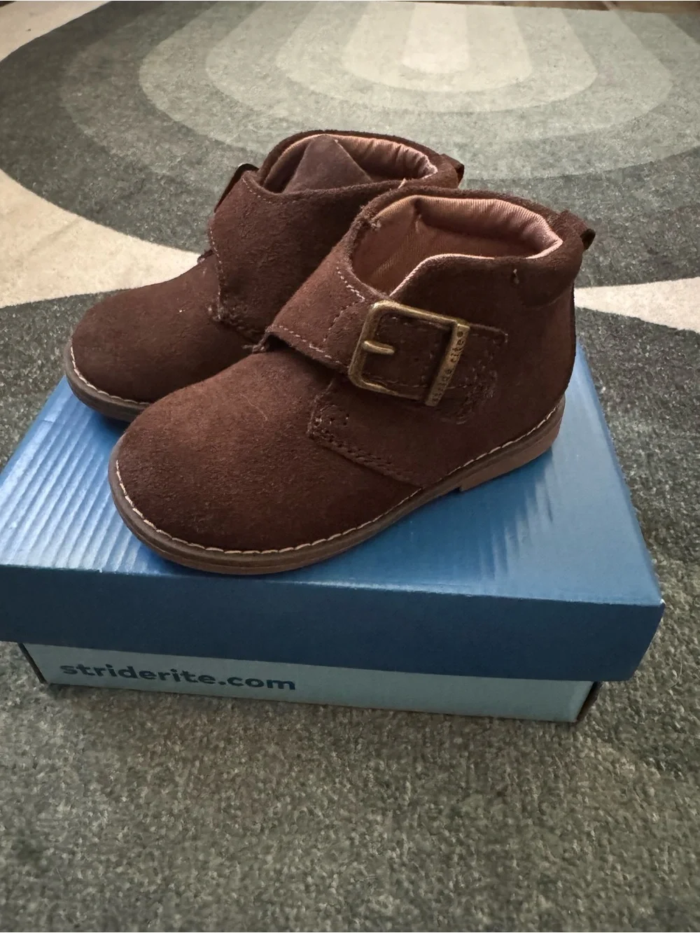 Stride Rite Toddler Brown Suede Buckle Ankle Boots